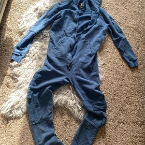 One piece distressed blue onesie